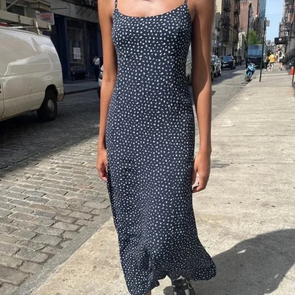 Brandy Melville Black Floral Midi Slip Dress